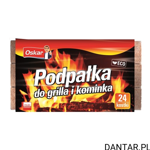 Podpałka Oskar do grilla i kominka, opakowanie 24 szarych kostek