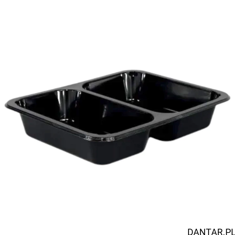 Czarny pojemnik dwudzielny do zgrzewu 227 x 178 x 50 mm z polipropylenu