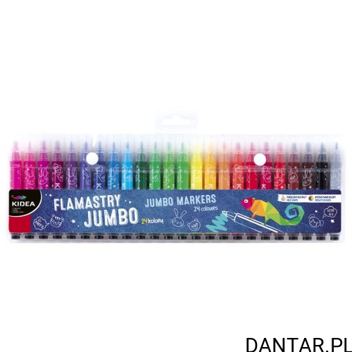 Opakowanie 24 flamastrów Kidea Jumbo w wielu kolorach