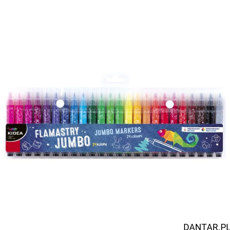 Opakowanie 24 flamastrów Kidea Jumbo w wielu kolorach