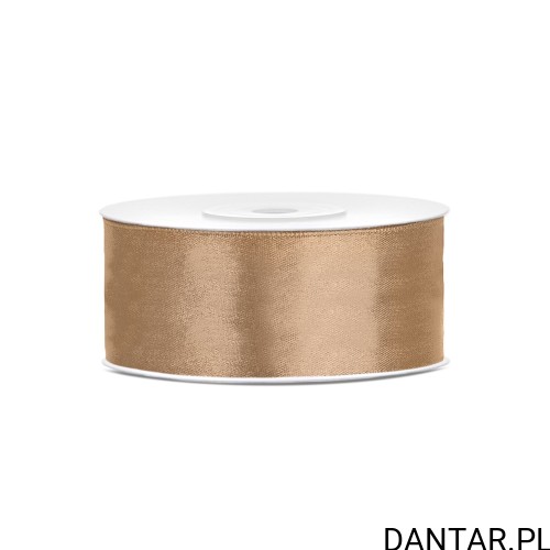 Jedna rolka jasnozłotej wstążki satynowej PartyDeco TS25-019J, 25 mm x 25 m