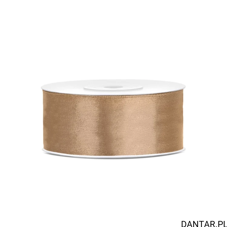 Jedna rolka jasnozłotej wstążki satynowej PartyDeco TS25-019J, 25 mm x 25 m
