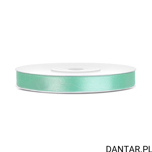Jedna rolka miętowej wstążki satynowej PartyDeco 6 mm x 25 m