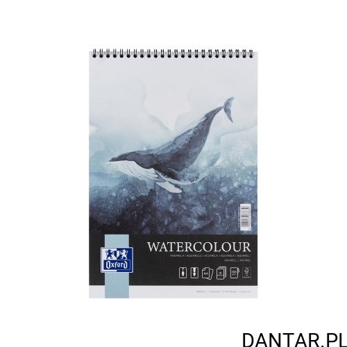 Blok Oxford Artistic Watercolour A4 10 kartek 300 g z wielorybem na okładce
