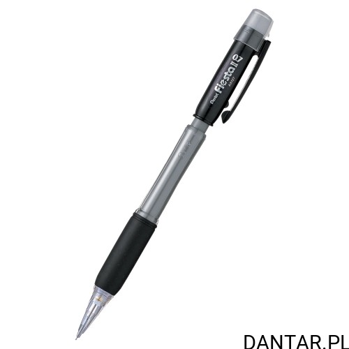Czarny ołówek Pentel Fiesta II AX127 0,7 mm z klipsem, gumowym uchwytem i osłoną gumki