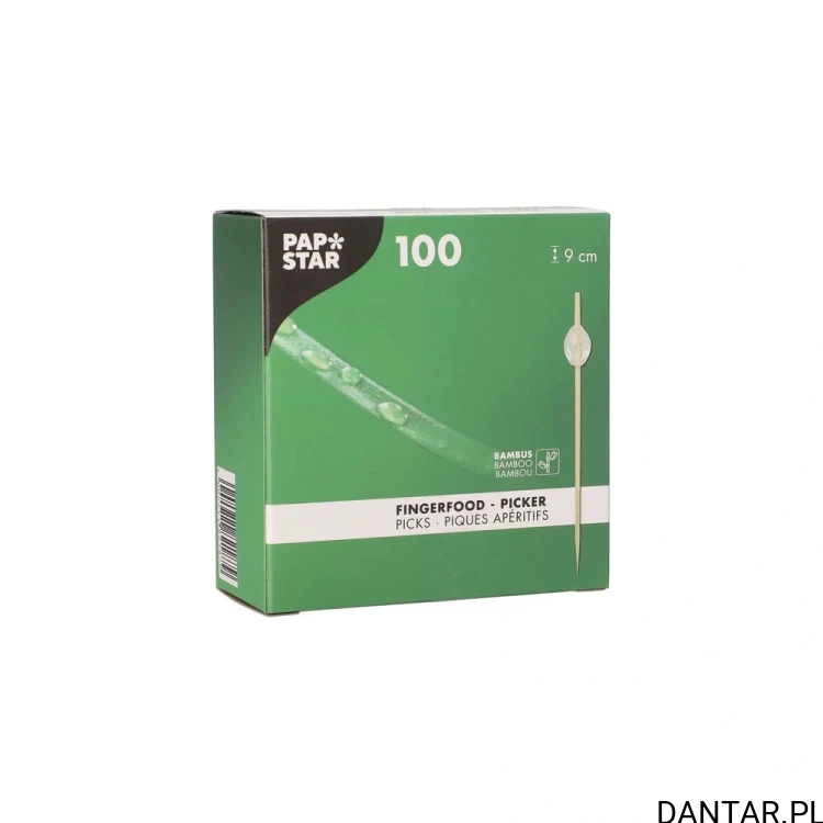 Opakowanie Papstar Diamond zawierające 100 patyczków fingerfood o długości 9 cm