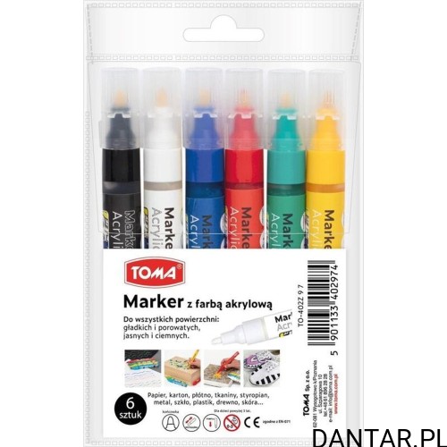 Etui Toma TO-402 z 6 markerami akrylowymi, etykieta 6 sztuk i EAN 5901133402974