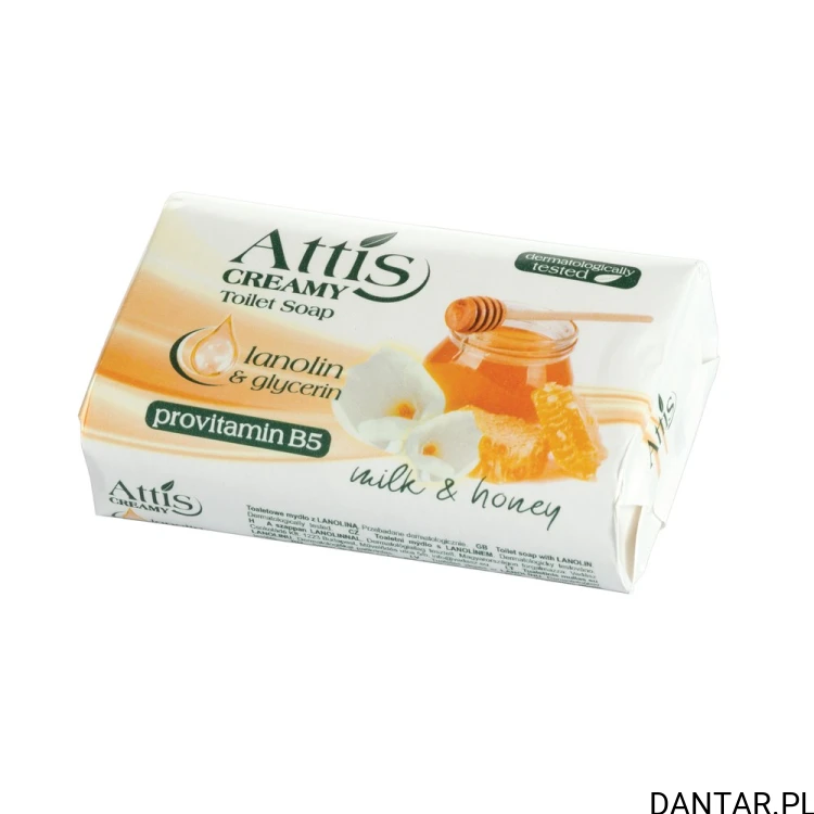 Opakowanie mydła Attis Creamy Milk & Honey z motywem miodu