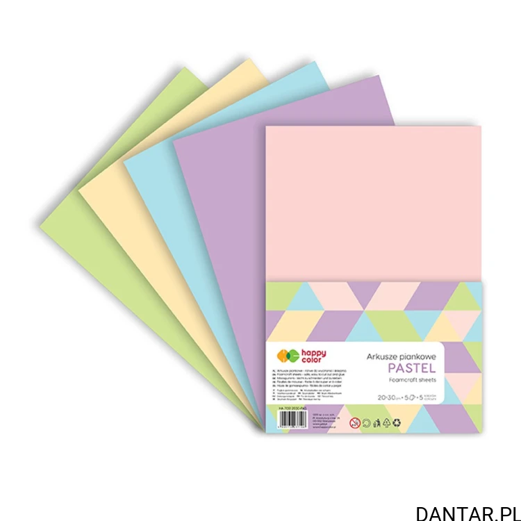 Opakowanie Happy Color Pastel z 5 arkuszami piankowymi A4