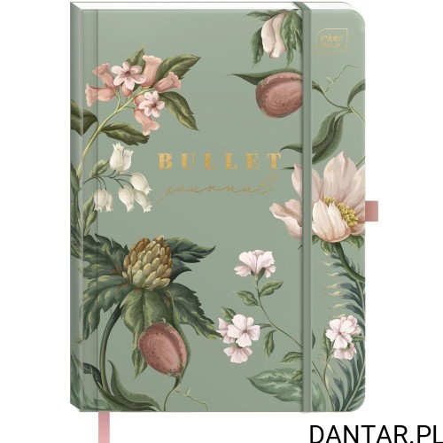 Organizer Bullet Journal Interdruk Flowers A5, zielona okładka z ilustracjami kwiatów
