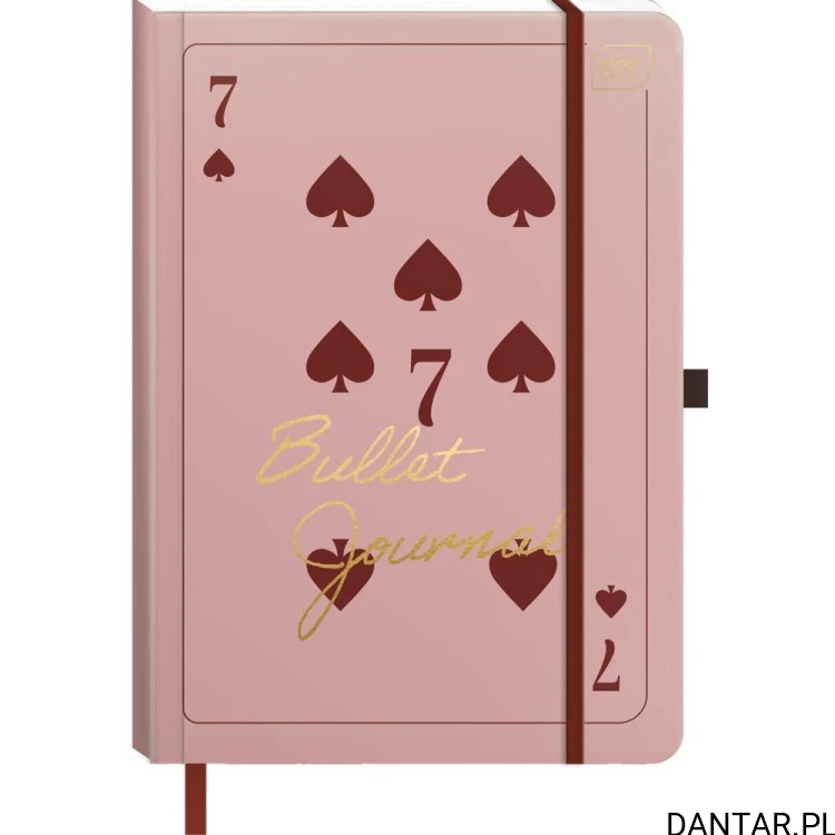 Organizer Bullet Journal Interdruk Lucky Seven A5, różowa okładka z motywem siódemki pik