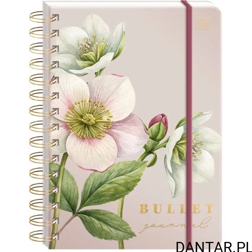 Organizer Bullet Journal Interdruk Hellebore A5, jasna okładka z ilustracją kwiatów ciemiernika