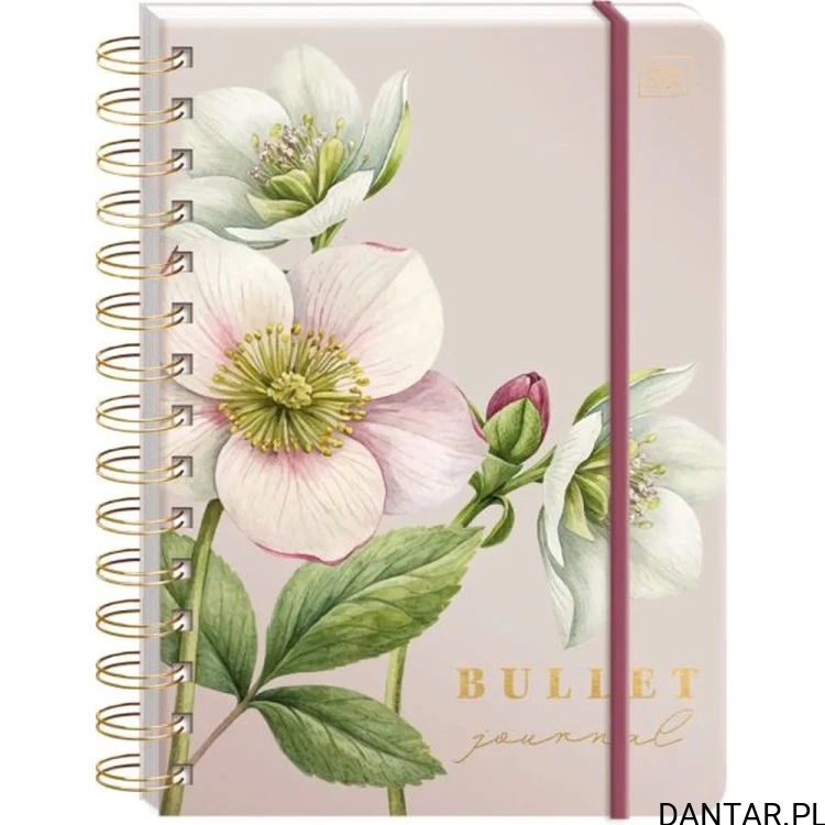 Organizer Bullet Journal Interdruk Hellebore A5, jasna okładka z ilustracją kwiatów ciemiernika