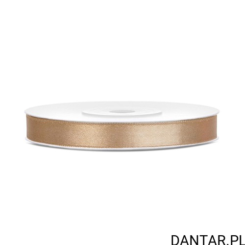 Jedna rolka jasnozłotej wstążki satynowej PartyDeco 6 mm x 25 m