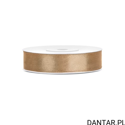 Rolka jasnozłotej wstążki satynowej Party Deco 12 mm x 25 m