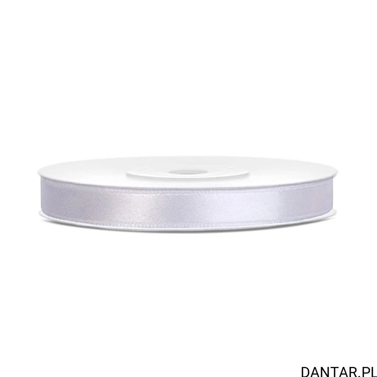 Jedna rolka wstążki satynowej PartyDeco biała, 6 mm x 25 m