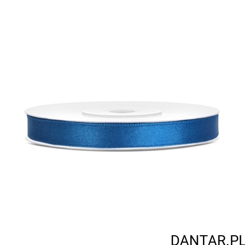 Jedna rolka wstążki satynowej PartyDeco niebieska, 6 mm x 25 m