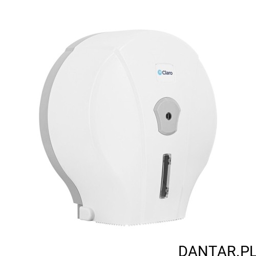Biały podajnik do papieru toaletowego jumbo Claro FI190, jedna sztuka