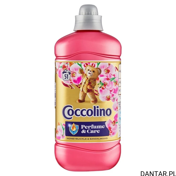 Różowa butelka Coccolino Perfume & Care Honeysuckle & Sandalwood 1275 ml, 51 prań