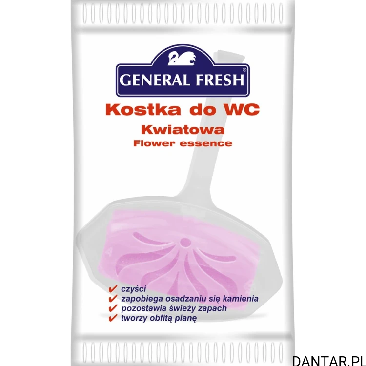 Foliowana zawieszka General Fresh, kostka do WC kwiatowa z różową kostką