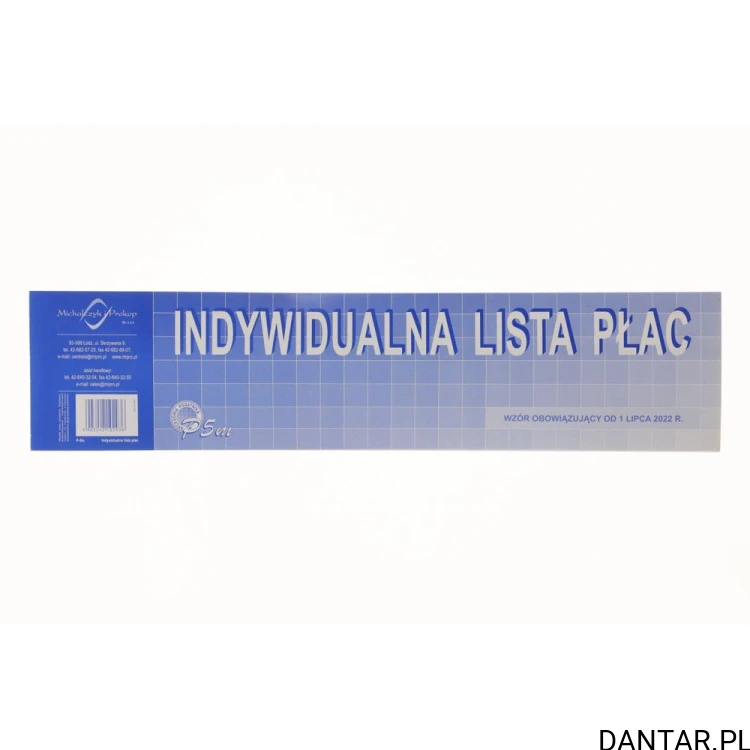 Bloczek indywidualnej listy płac Michalczyk i Prokop P05-M, 1/3 A3, 50 kartek