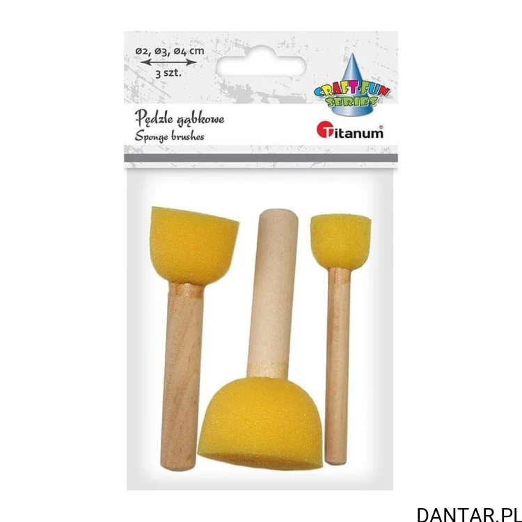 Blister Titanum Craft-Fun HSM001 z kompletem 3 pędzli gąbkowych o średnicach 2, 3 i 4 cm