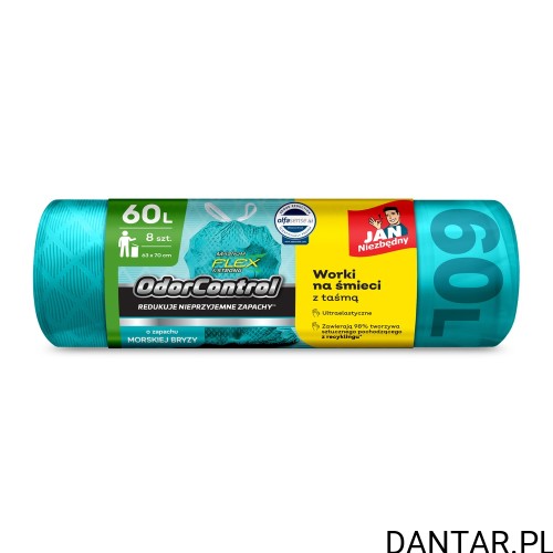 Jedna rolka worków Jan Niezbędny OdorControl 60 l, 8 sztuk, morska bryza