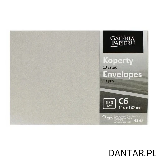 Opakowanie 10 kopert C6 Pearl jasnosrebrnych 150 g/m² Galeria Papieru