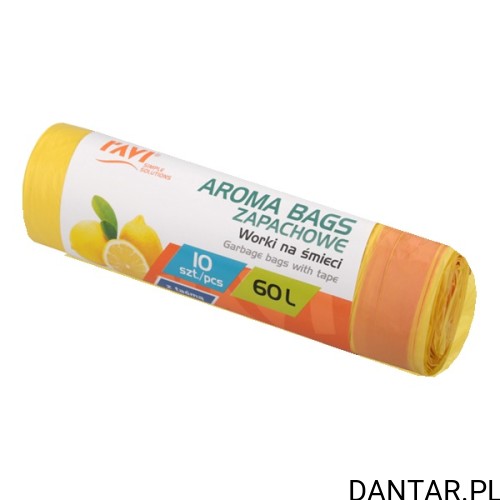 Jedna rolka cytrynowych worków Ravi Aroma Bags 60 l, 10 sztuk