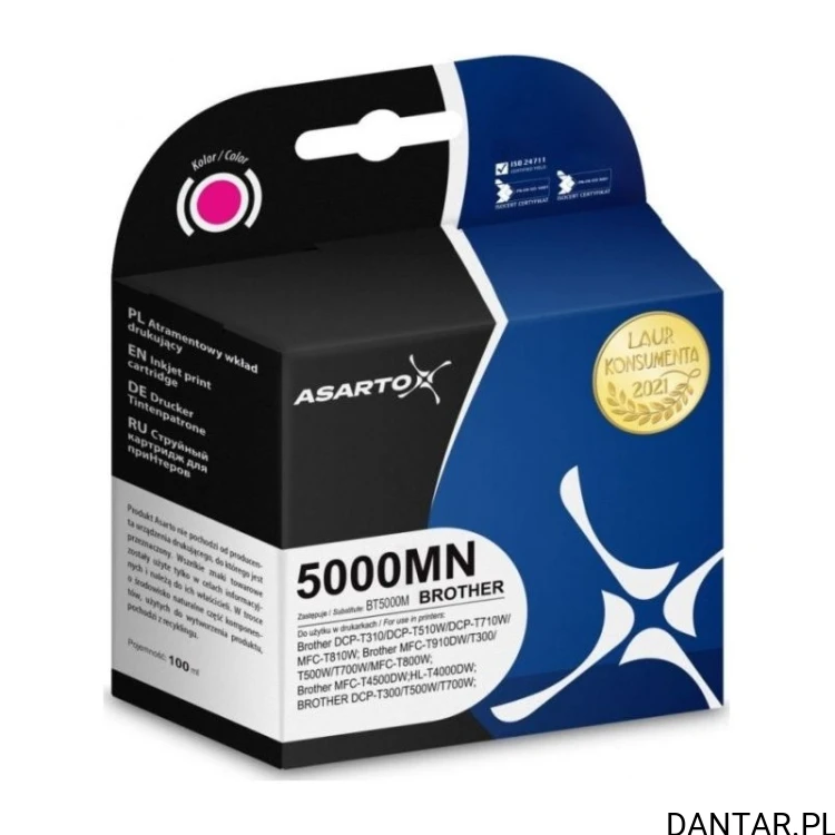 Opakowanie tuszu Asarto 5000MN magenta 100 ml do Brother