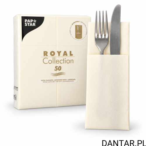Serwetki kieszonki PAPSTAR Royal 40x30 cm szampańskie a50/6