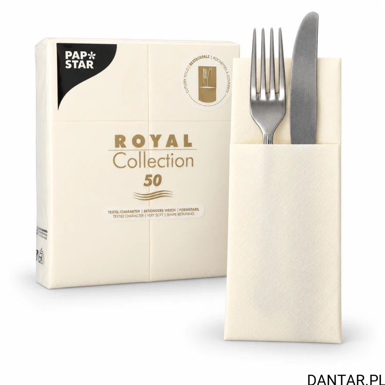 Serwetki kieszonki PAPSTAR Royal 40x30 cm szampańskie a50/6