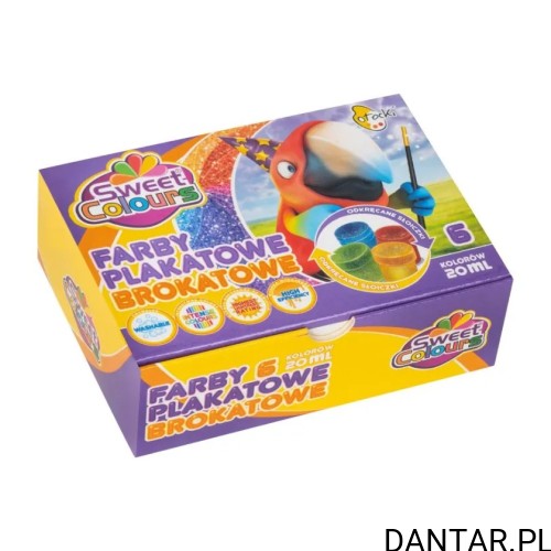 Farby plakatowe brokatowe Sweet Colours 6 kolorów po 20 ml