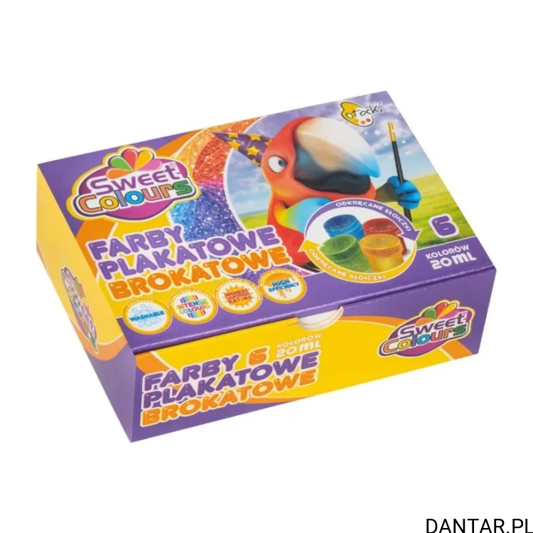 Farby plakatowe brokatowe Sweet Colours 6 kolorów po 20 ml
