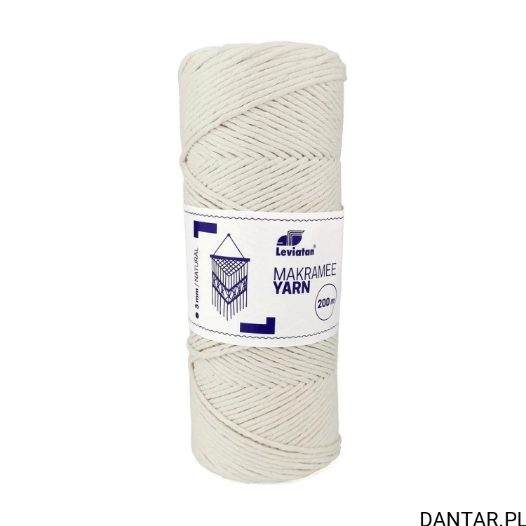 Sznurek bawełniany do makramy 3 mm x 200 m naturalny Leviatan a1
