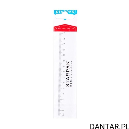 Jedna przezroczysta linijka Starpak 15 cm w folii z zawieszką