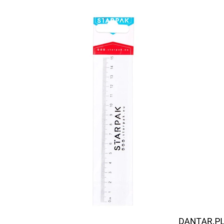 Jedna przezroczysta linijka Starpak 15 cm w folii z zawieszką