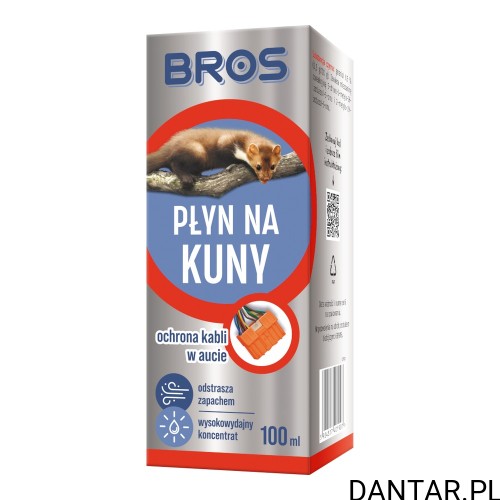 Pudełko płynu na kuny BROS 100 ml, z motywem kuny i kabli samochodowych