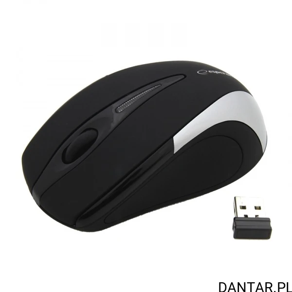 Czarno-srebrna mysz Esperanza Antares EM101S z odbiornikiem USB Nano