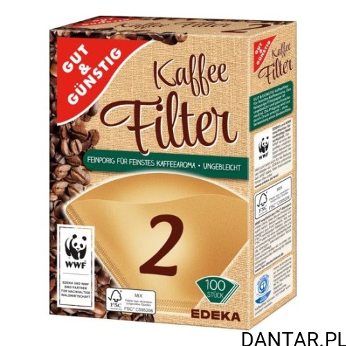 Filtry do kawy nr 2 brązowe Gut & Günstig a100