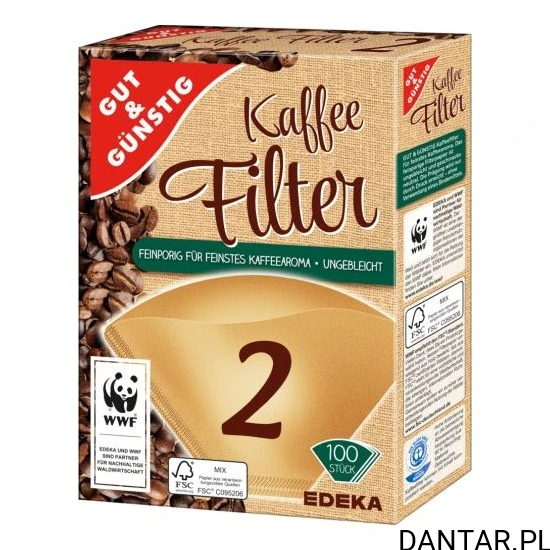 Filtry do kawy nr 2 brązowe Gut & Günstig a100