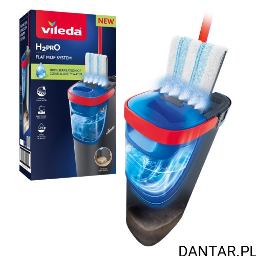 Zestaw Vileda H2prO z płaskim mopem i wiadrem dwuzbiornikowym