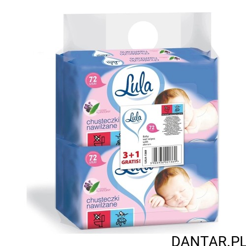 Lula chusteczki nawilżone z alantoiną 4 x 72 sztuki a4/3