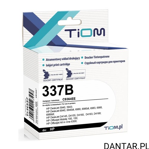 Pudełko czarnego tuszu Tiom 337B Ti-H337, zamiennika HP C9364EE