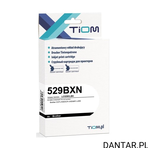 Pudełko tuszu Tiom Ti-B529BXN, zamiennik Brother LC529XLBK, kolor czarny