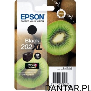 Opakowanie oryginalnego tuszu Epson 202XL Kiwi czarny C13T02G14010