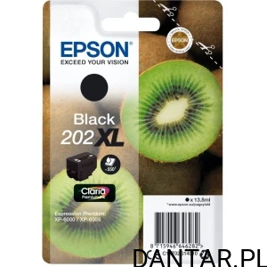 Opakowanie oryginalnego tuszu Epson 202XL Kiwi czarny C13T02G14010