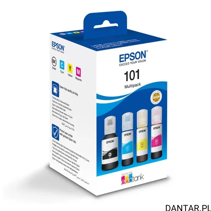 Opakowanie zestawu Epson 101 Multipack z czterema butelkami CMYK