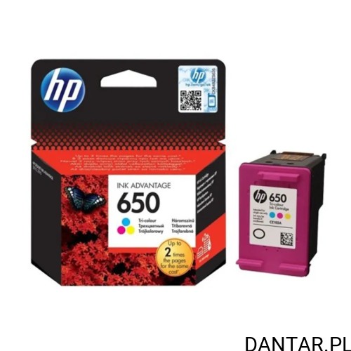 Tusz HP 650 kolor 200str CZ102AE oryginał