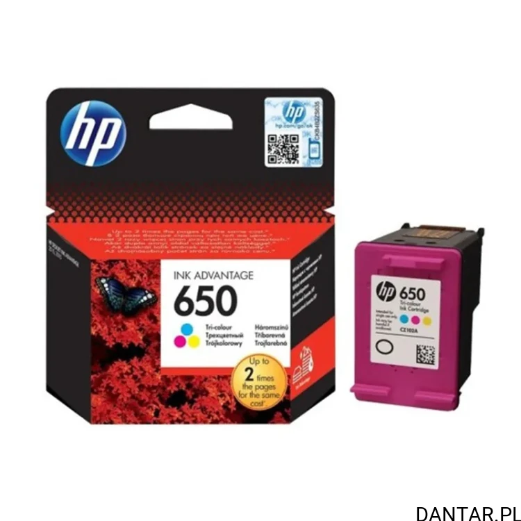 Tusz HP 650 kolor 200str CZ102AE oryginał